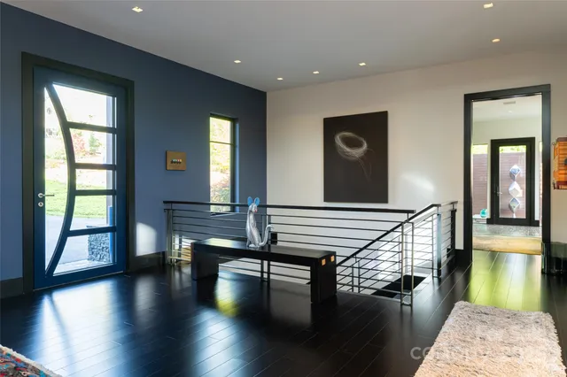 a view of a living room and dining room
