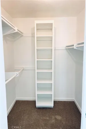 a view of an empty walk in closet