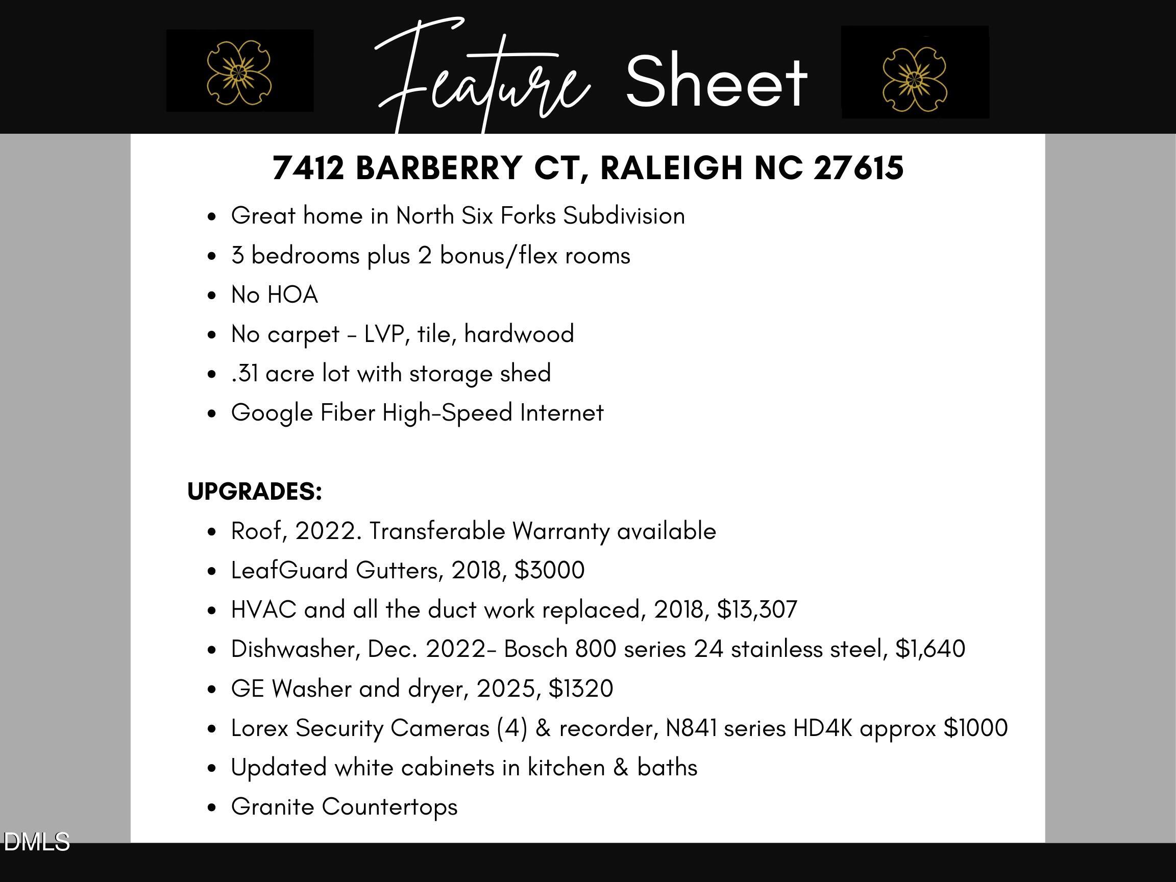 7412 Barberry Court Raleigh, NC 27615 - Photo 5 of 39 Features & Updates