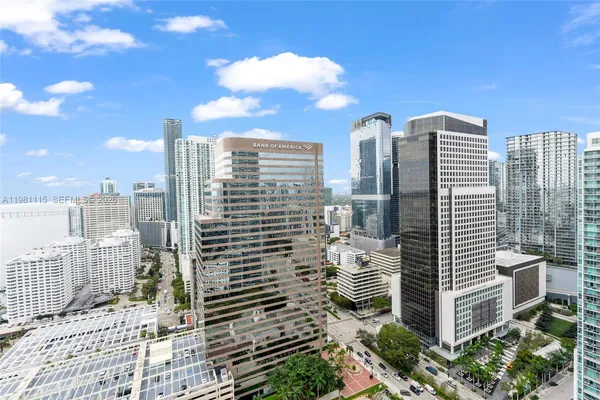 a view of a city with tall buildings