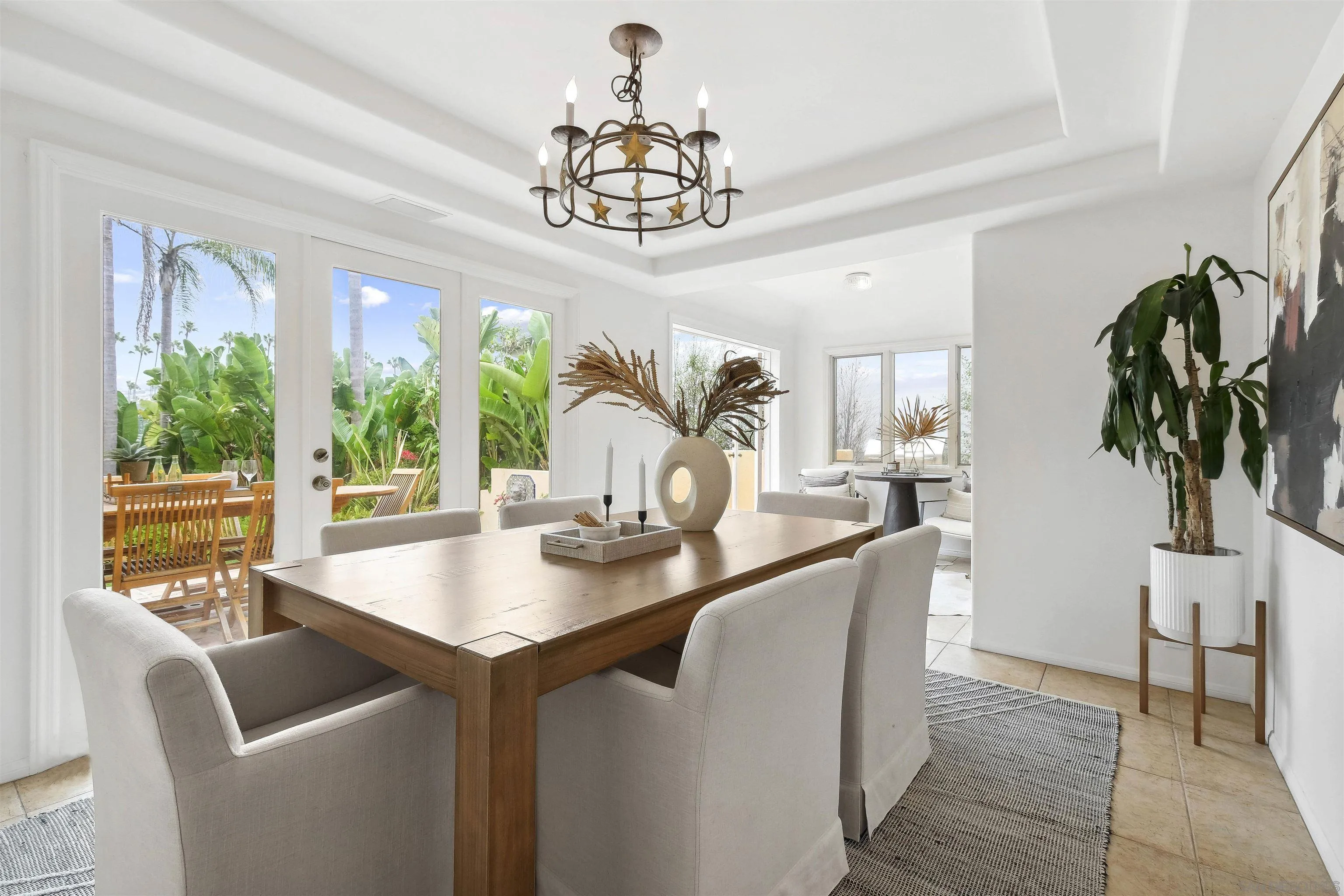 1937 Paseo Dorado La Jolla, CA 92037 - Photo 23 of 53 a dining room with furniture a chandelier and a large window