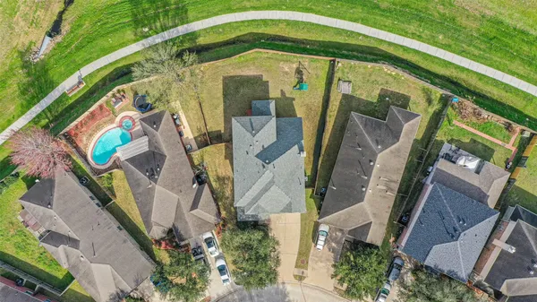 an aerial view of a house