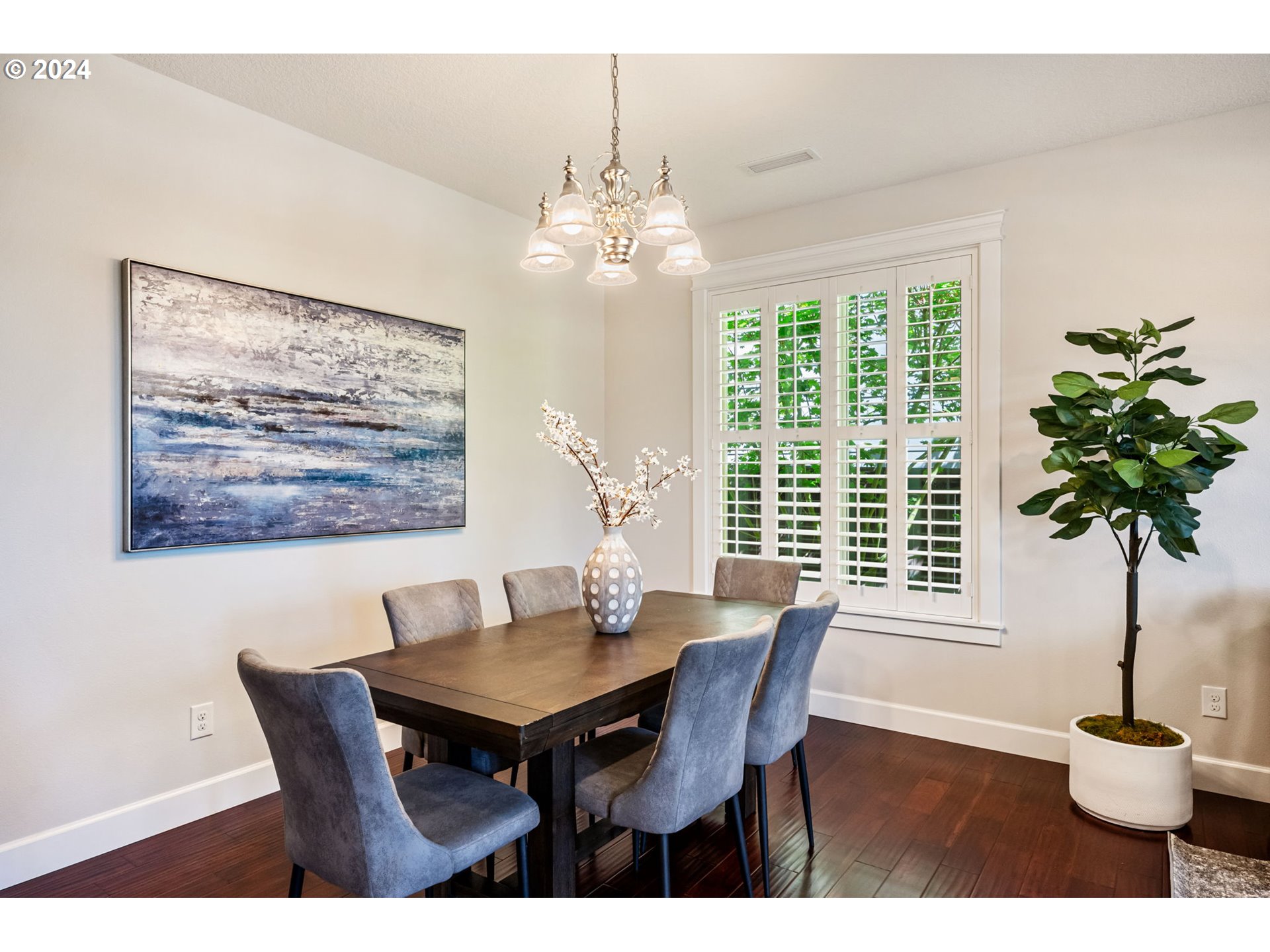 151 North 40th Avenue Ridgefield, WA 98642 - Photo 9 of 42 a dining room with furniture a large window and a chandelier