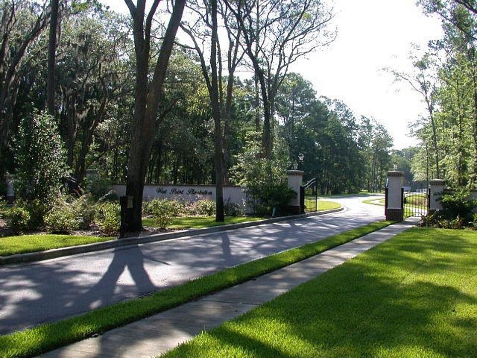 a view of a park with trees