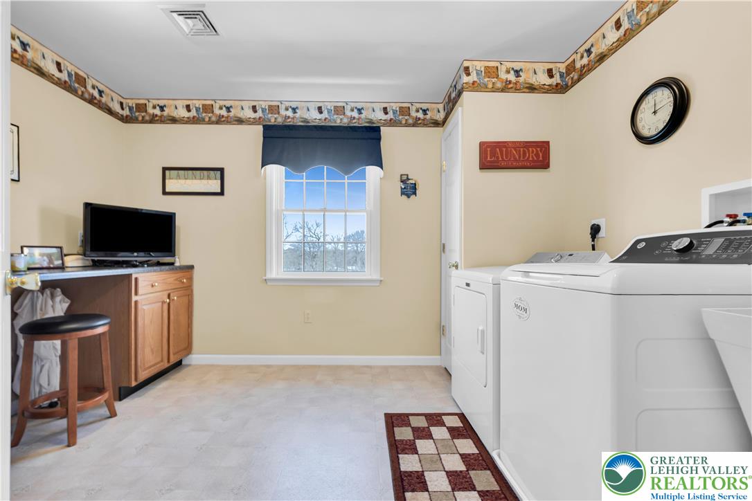 4059 Old Sentry Road Allentown, PA 18104 - Photo 20 of 39 A dedicated laundry room with functional appliances provides a practical and organized space for household tasks.