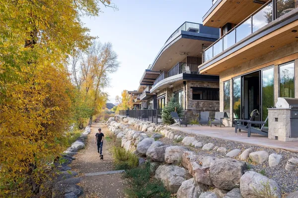 a view of a building with a patio