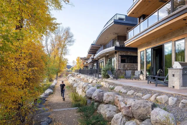 a view of a building with a patio