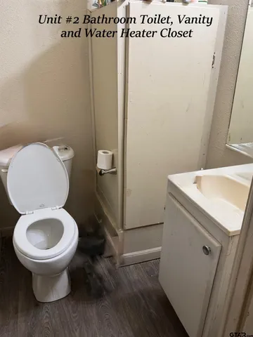 a bathroom with a toilet and a sink