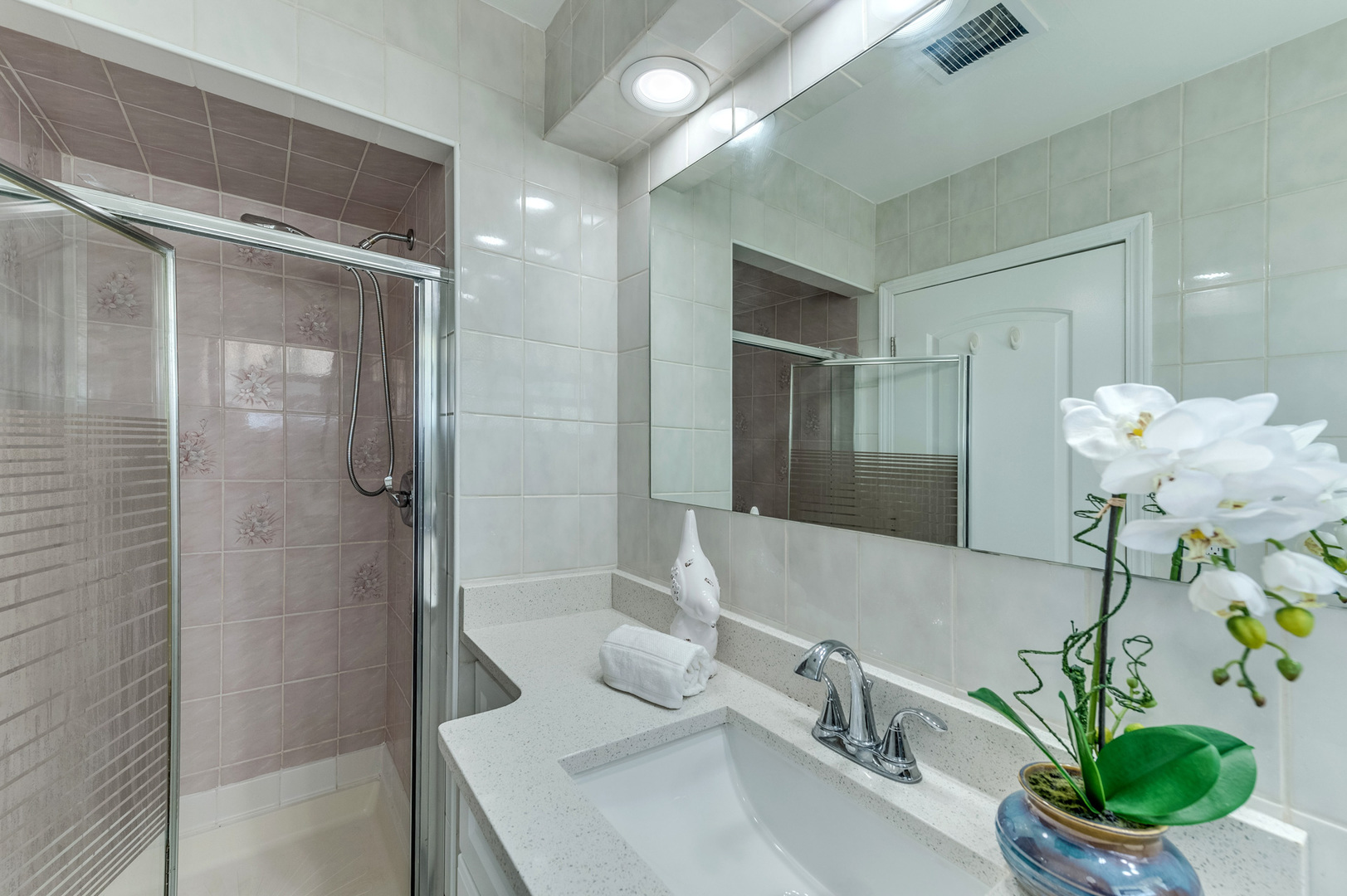 105 North Wolf Road Prospect Heights, IL 60070 - Photo 20 of 26 a bathroom with a shower sink and mirror