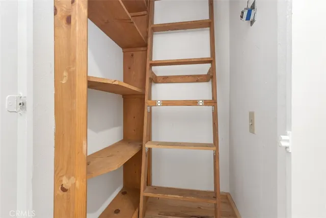 a view of a garden with flowers and trees