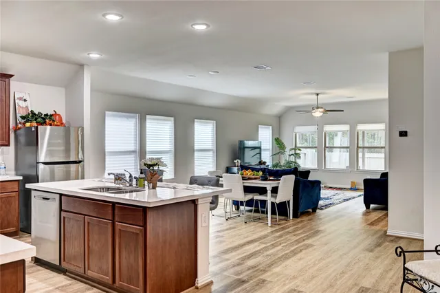 a workspace with furniture and window