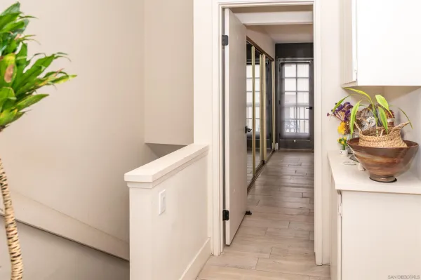 a view of a porch of a house