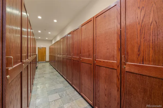 a view of parking garage with lots of storage