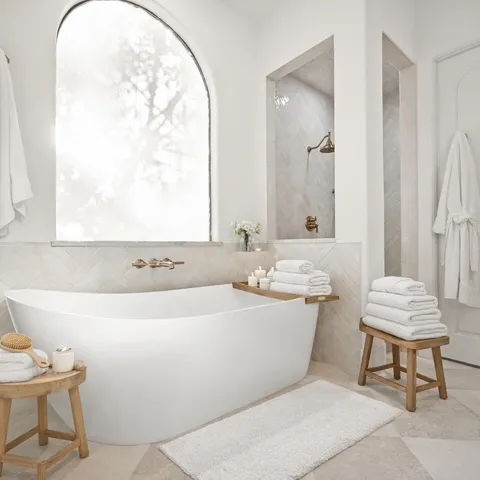 a bathroom with a granite countertop sink mirror vanity and toilet