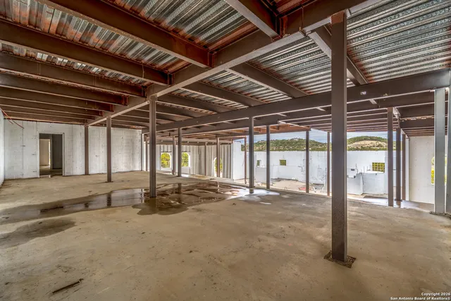 a big room with sliding door