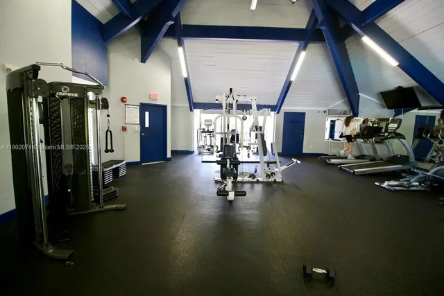 a view of a room with gym equipment