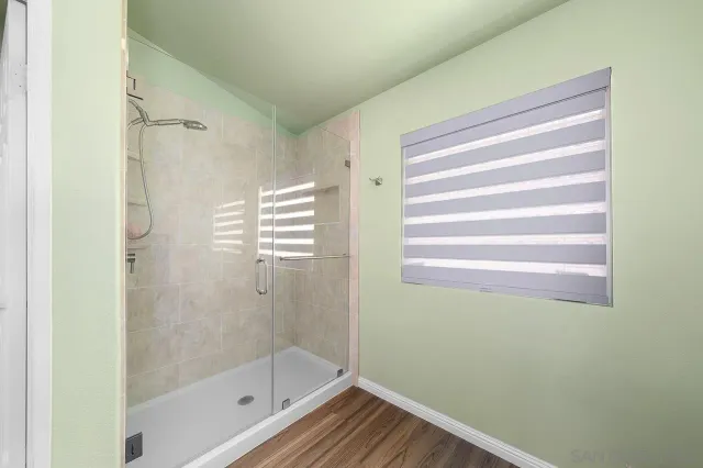 a bathroom with a bathtub