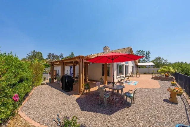 an outdoor space with patio
