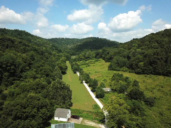 an aerial view of a house