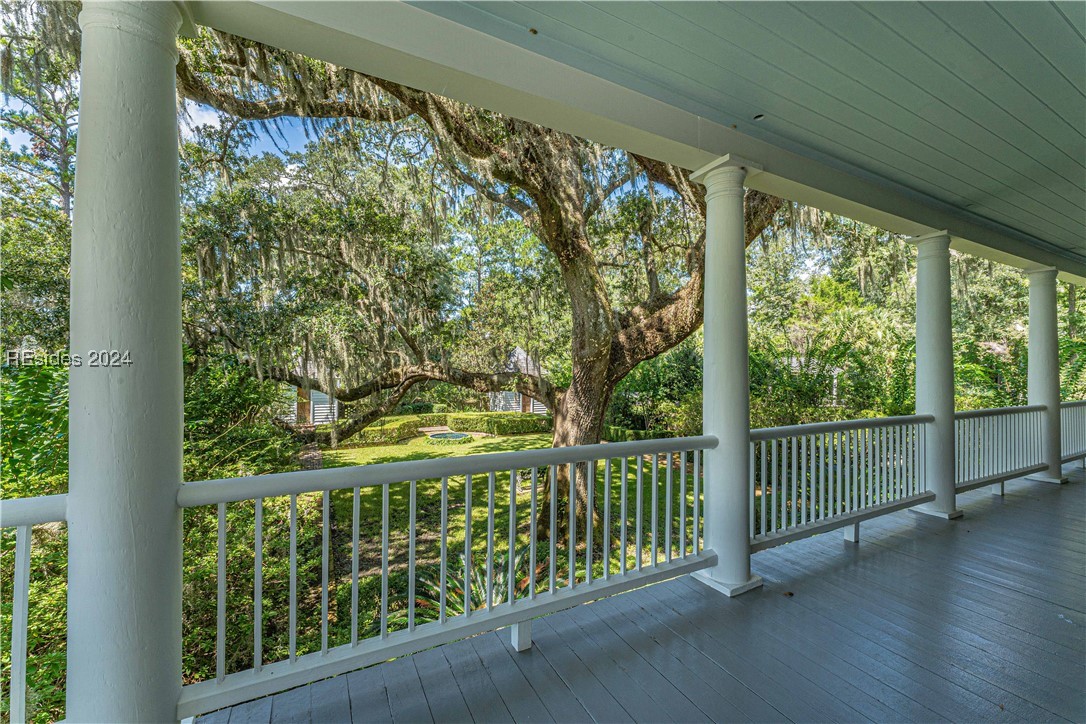 92 Dean Hall Road Seabrook, SC 29940 - Photo 47 of 99 Primary residence's porch view of dual pigeonniers in West lawn garden
