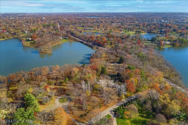 an aerial view of multiple house
