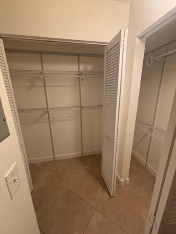 a view of a small space with a window