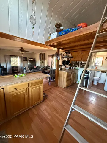 a kitchen with lots of counter top space