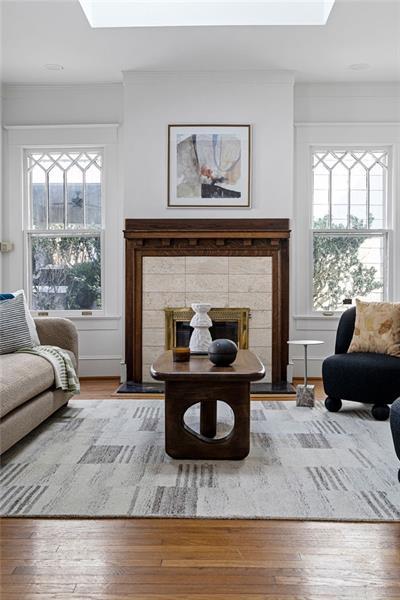 993 Highland View Northeast Atlanta, GA 30306 - Photo 36 of 54 a living room with furniture and a fireplace