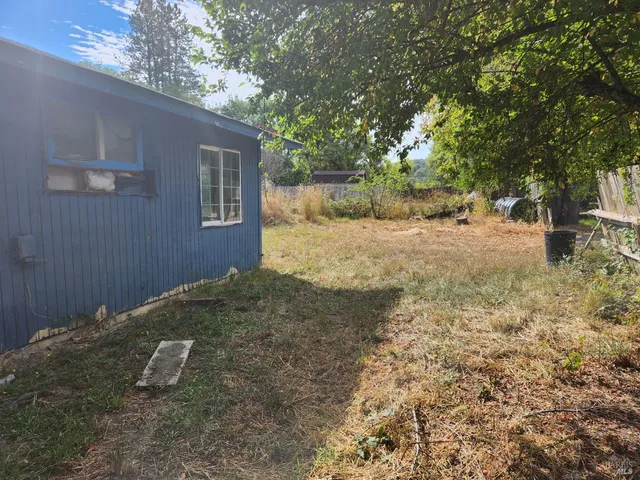 a backyard of a house with lots of green space