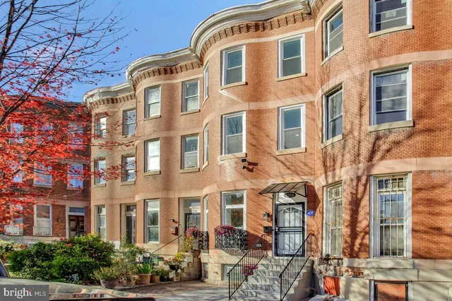 a front view of a multi story building