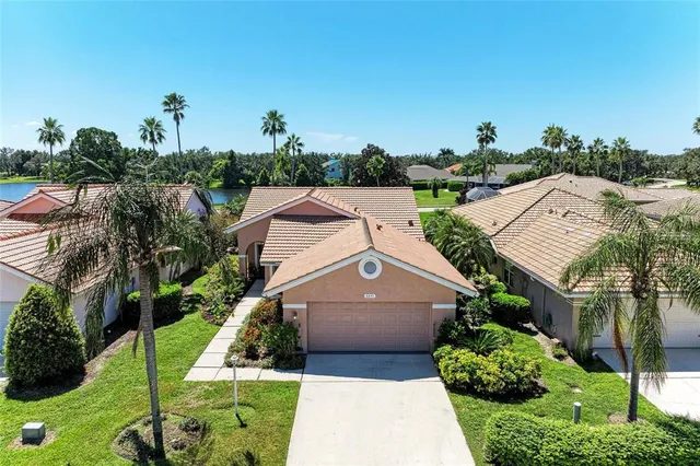 an aerial view of a house