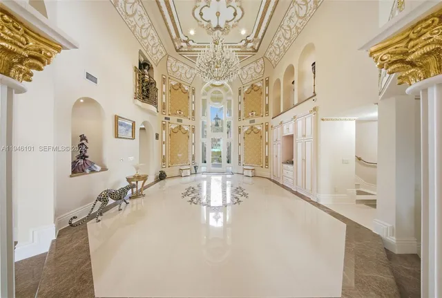 a spacious bathroom with a tub and a large window