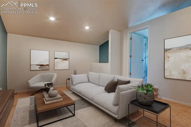 a living room with furniture