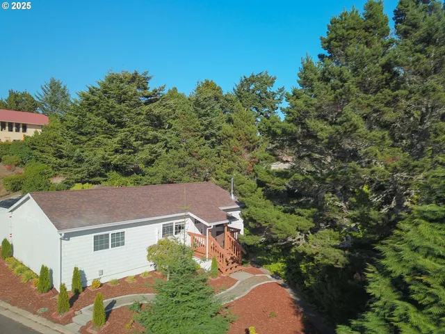 an aerial view of a house