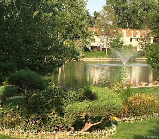 a view of a lake with a big yard