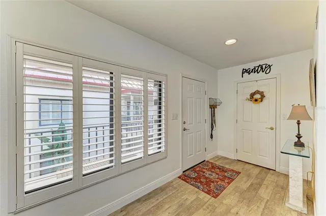 a living room with a large window
