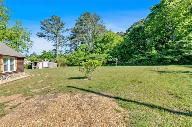a view of a yard with a tree