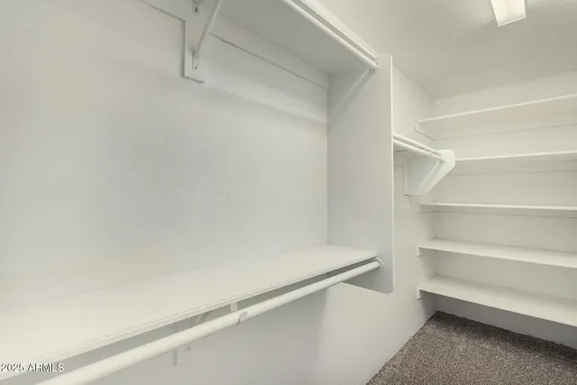 a view of an empty walk in closet