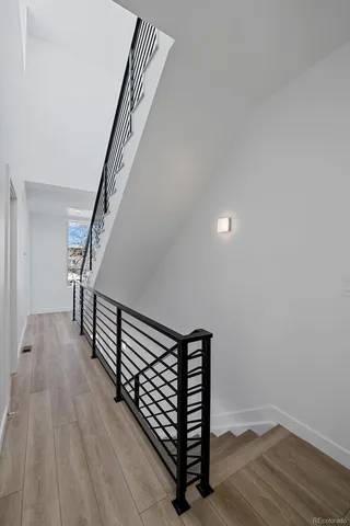 a view of a hallway with washer and dryer