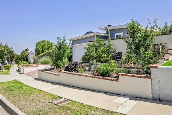 a view of a garden with potted plants
