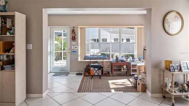 a view of balcony with a potted plant