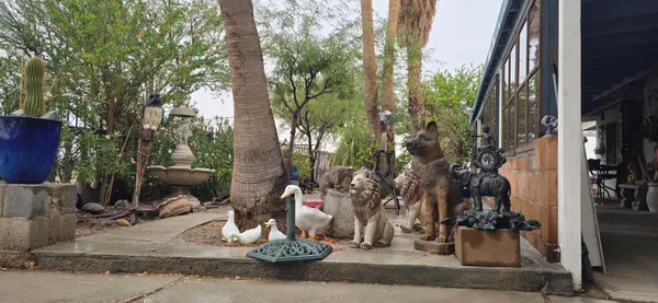a view of a yard with an outdoor space