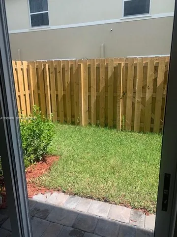 a view of a garden from a window