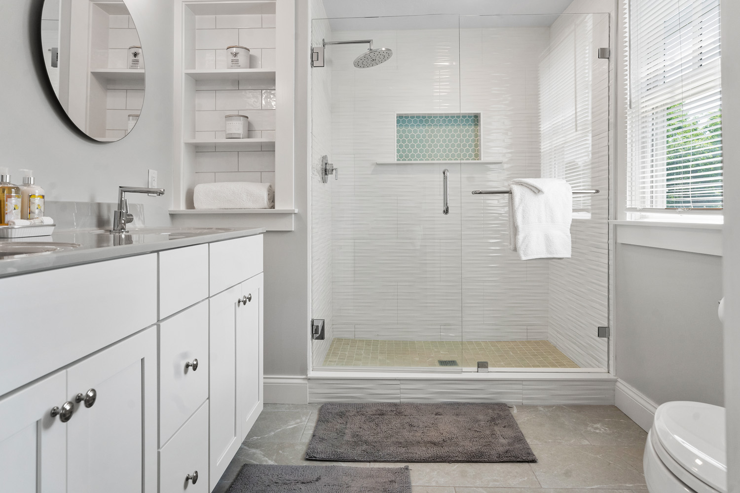 5 Katama Drive Edgartown, MA 02539 - Photo 22 of 28 a bathroom with a granite countertop sink a toilet and shower