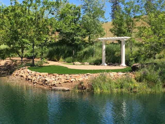 a view of a lake with mountains