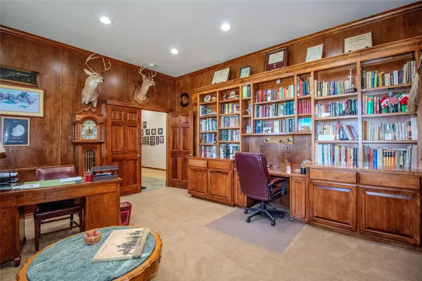 a workspace with furniture