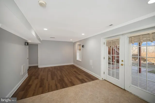 a balcony with hardwood