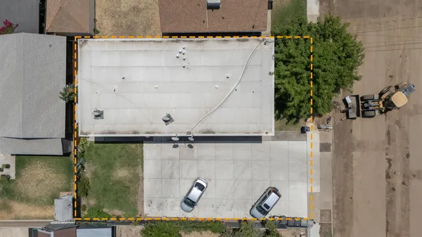 an aerial view of a house