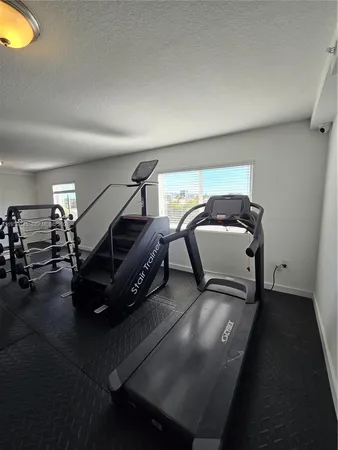 a room with gym equipment