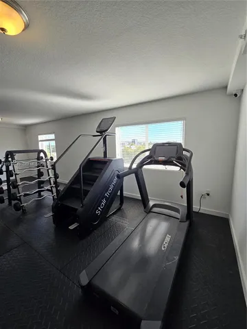 a room with gym equipment